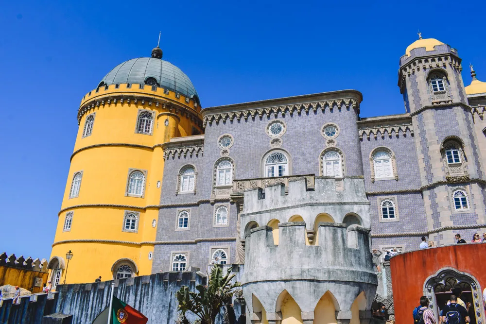 The distinctive architecture of Pena National Palace in Sintra, Portugal