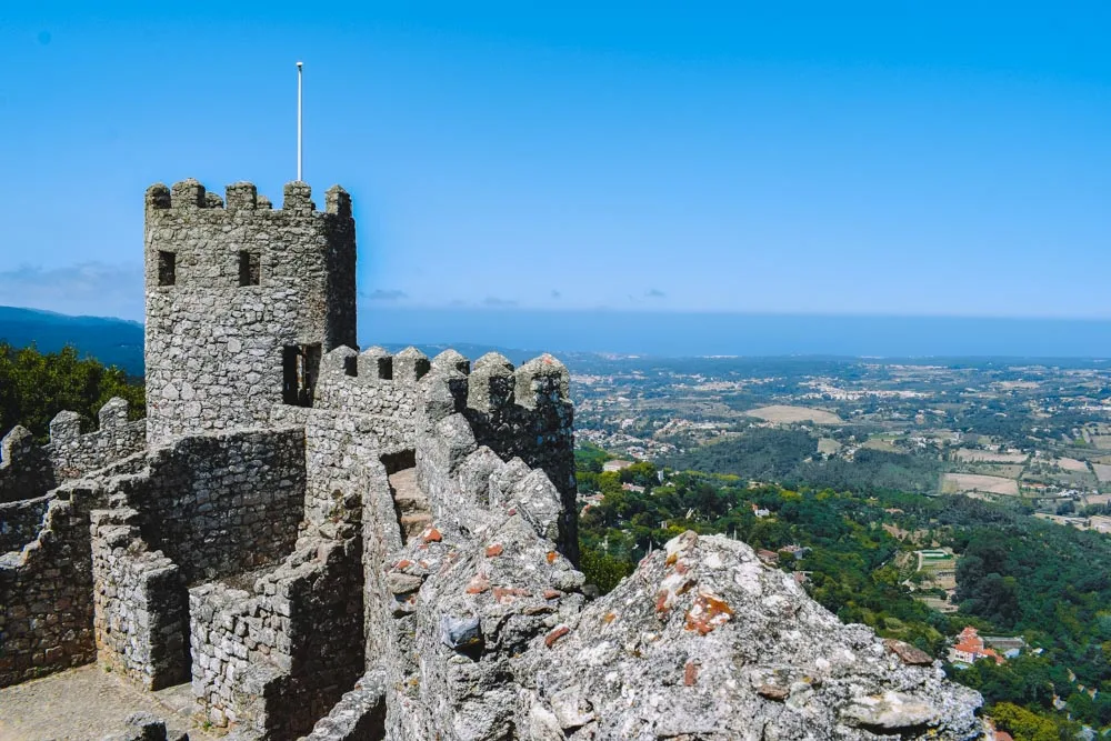 The view over Sintra and the countryside as seen from the Moorish Castle