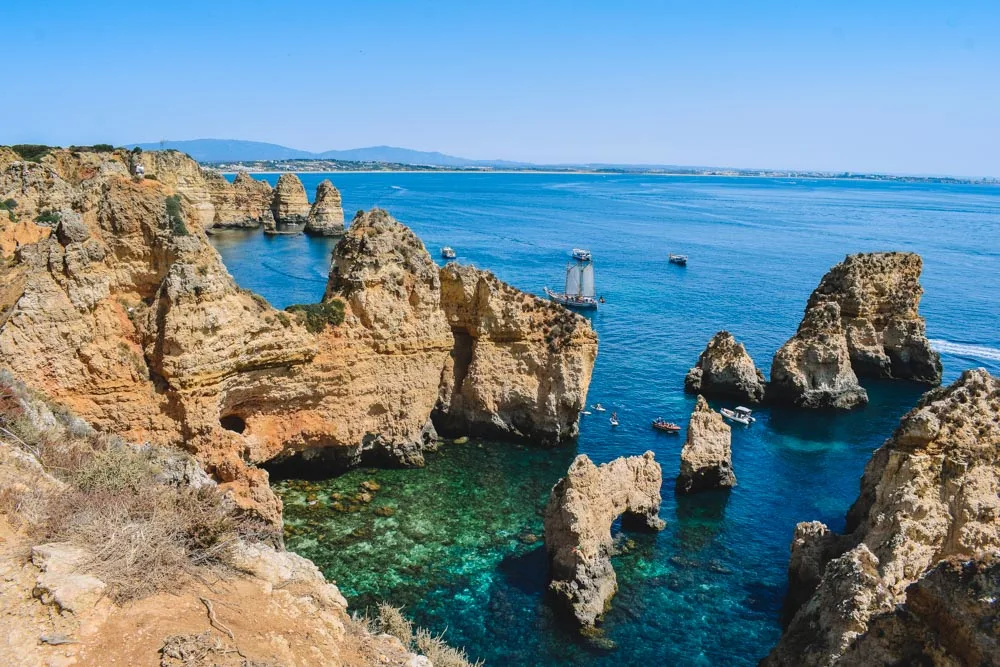 The golden cliffs and coastline of Ponta da Piedade - one of the most beautiful places in Lagos