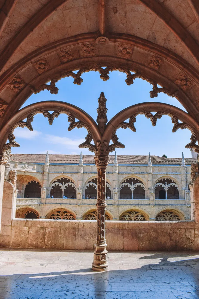 The beautiful arches and details of Geronimos Monastery in Lisbon