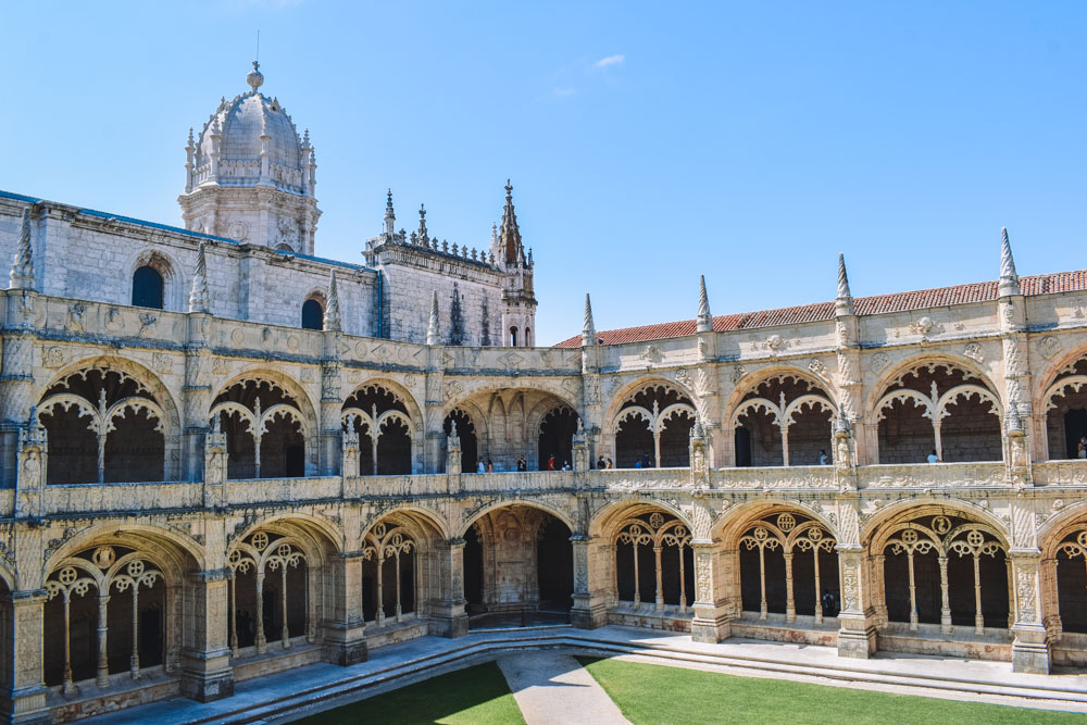 The beautiful courtyard of Geronimos Monastery in Lisbon