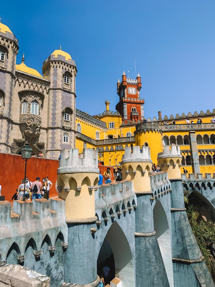 The distinctive architecture and colours of Pena National Palace in Sintra, Portugal