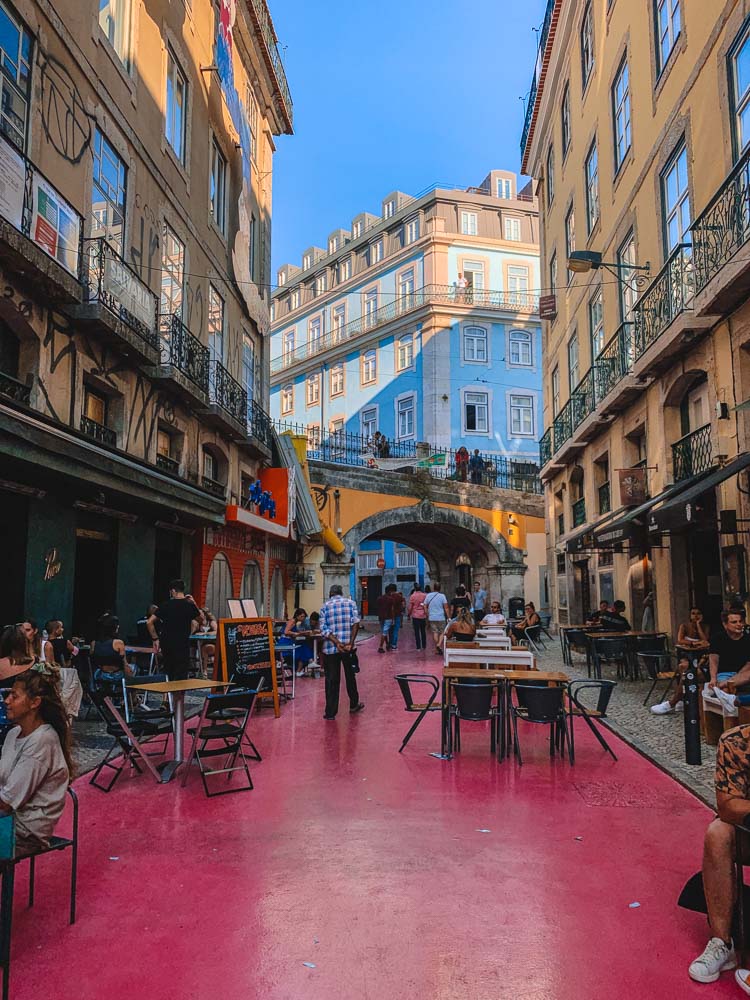 The famous Pink Street in Lisbon