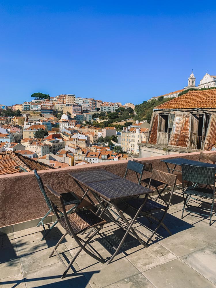 The view from the rooftop of This Is Lisbon hostel
