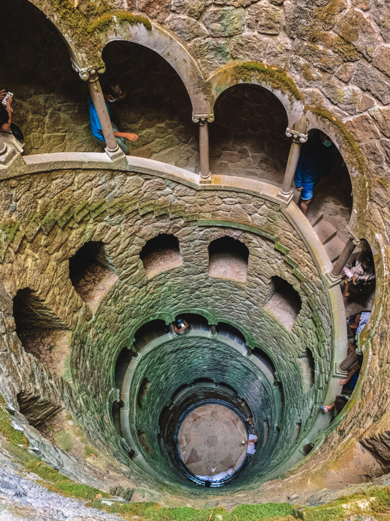 The famous Initiation Well in Quinta da Regaleira in Sintra, Portugal