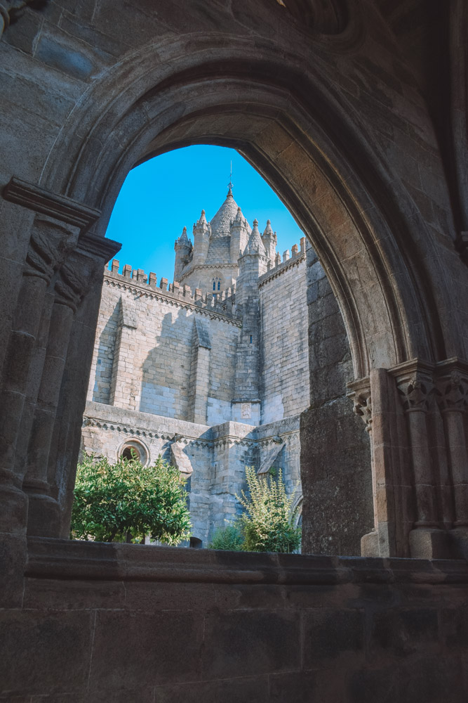 Exploring the cloisters of the cathedral in Evora