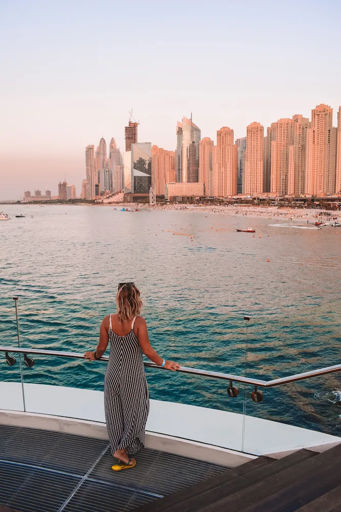 Enjoying the view over Dubai Marina & JBR at sunset from Bluewaters