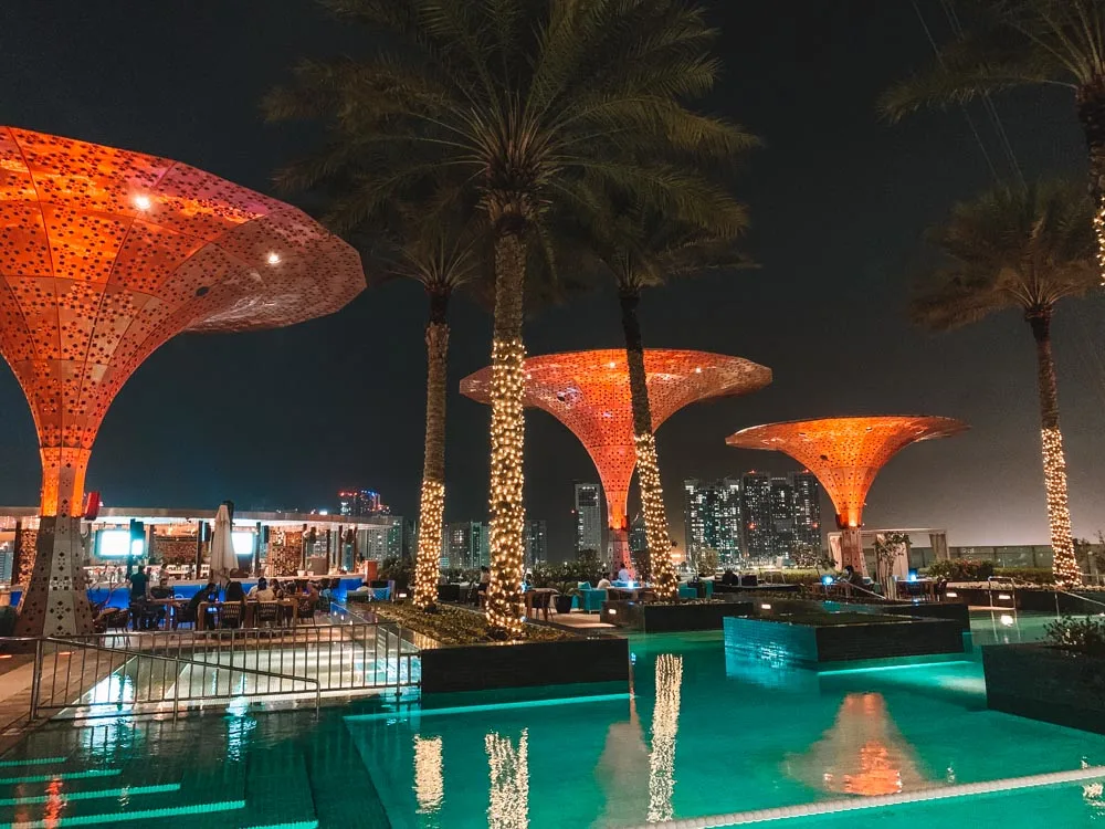 The pool and outdoors area at Glo in Abu Dhabi