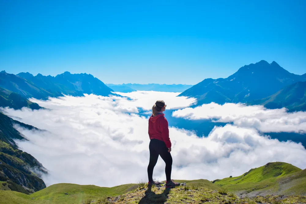 High above the clouds on our hike to Leutkircher Hütte