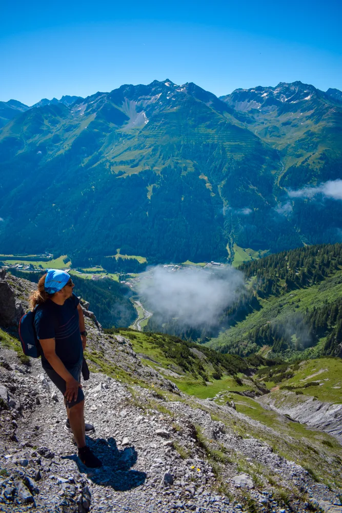 Enjoying the mountain views during our hike to Leutkircher Hütte - a must visit in St Anton in summer!