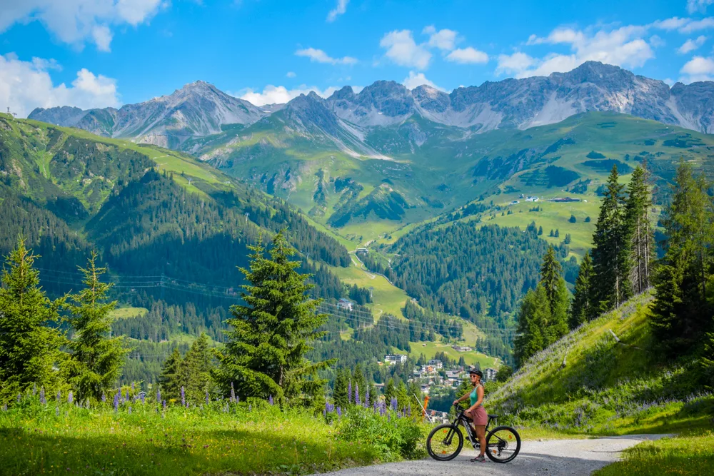 Enjoying the views while cycling to Darmstädter Hütte from St Anton