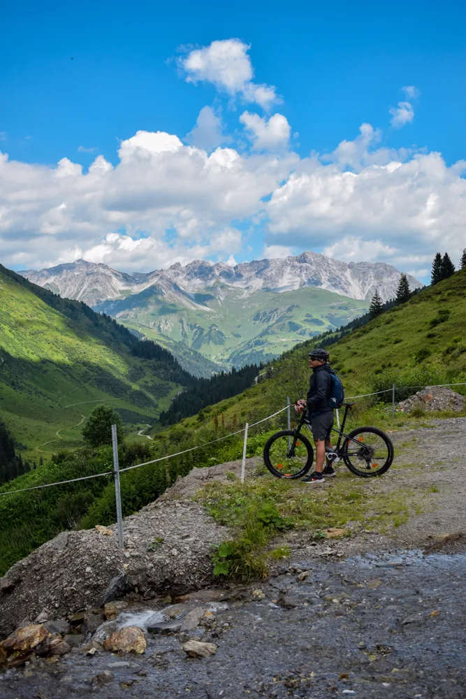 Enjoying the views while cycling to Darmstädter Hütte from St Anton