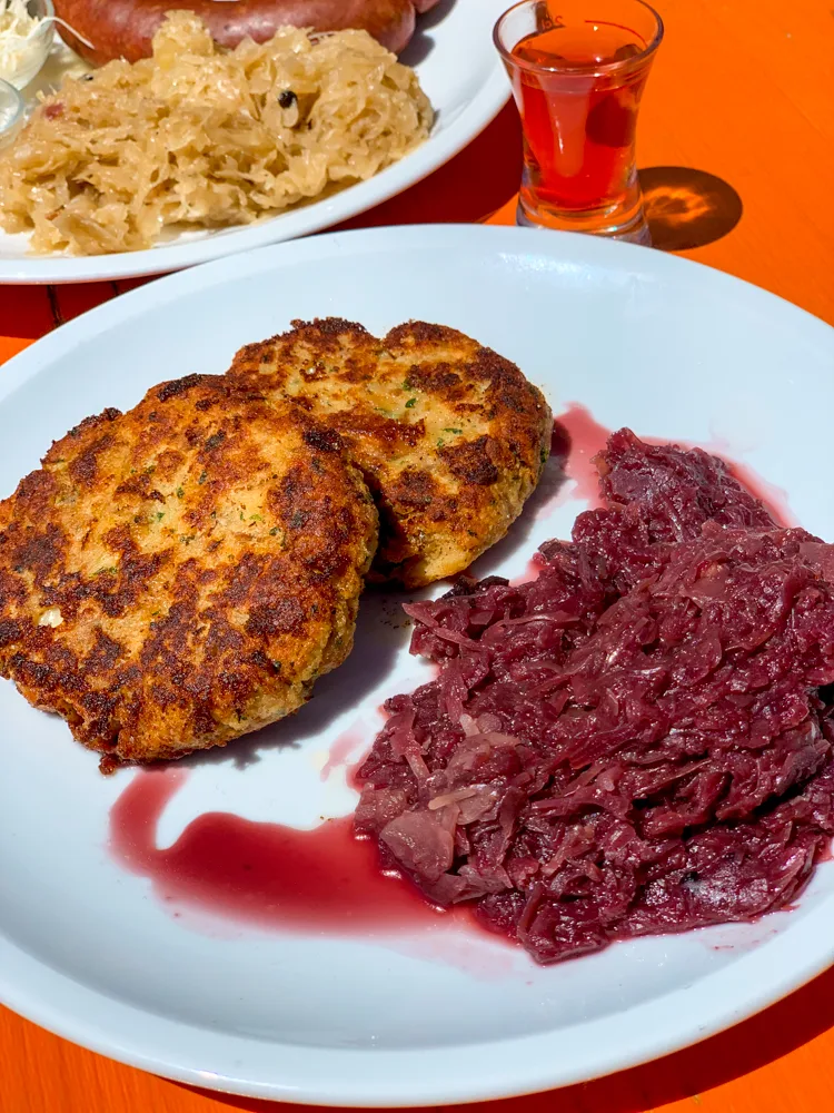 Breadkaspressknodel with sweet kraut - a must-try dish in St Anton am Arlberg in summer