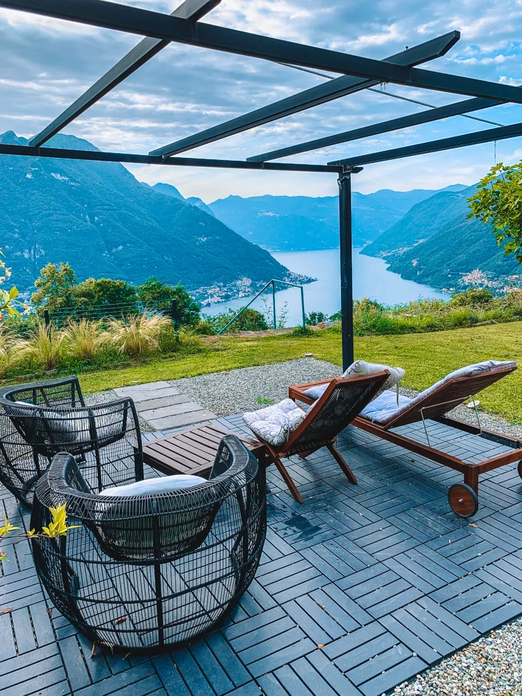 The outdoors area and view at Essentia Guest House in Lake Como - my personal favourite place to stay in Lake Como!