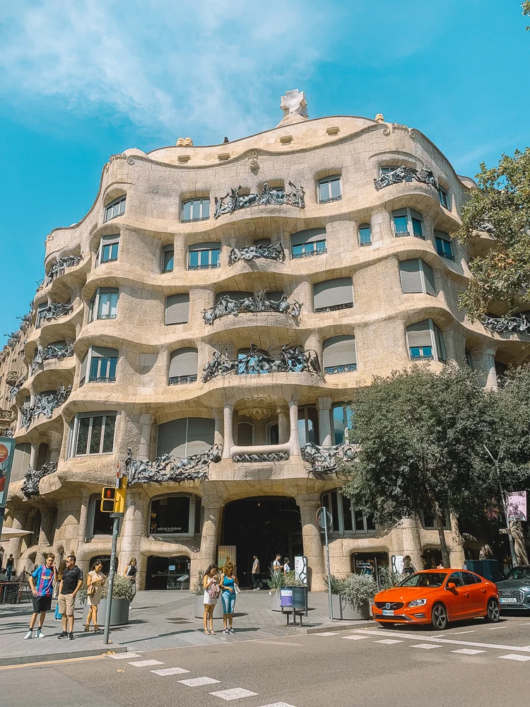 The facade of Casa Milà in Barcelona, Spain