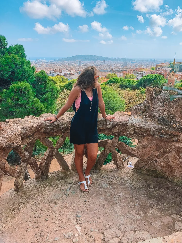 Enjoying the view over Barcelona from Park Guell