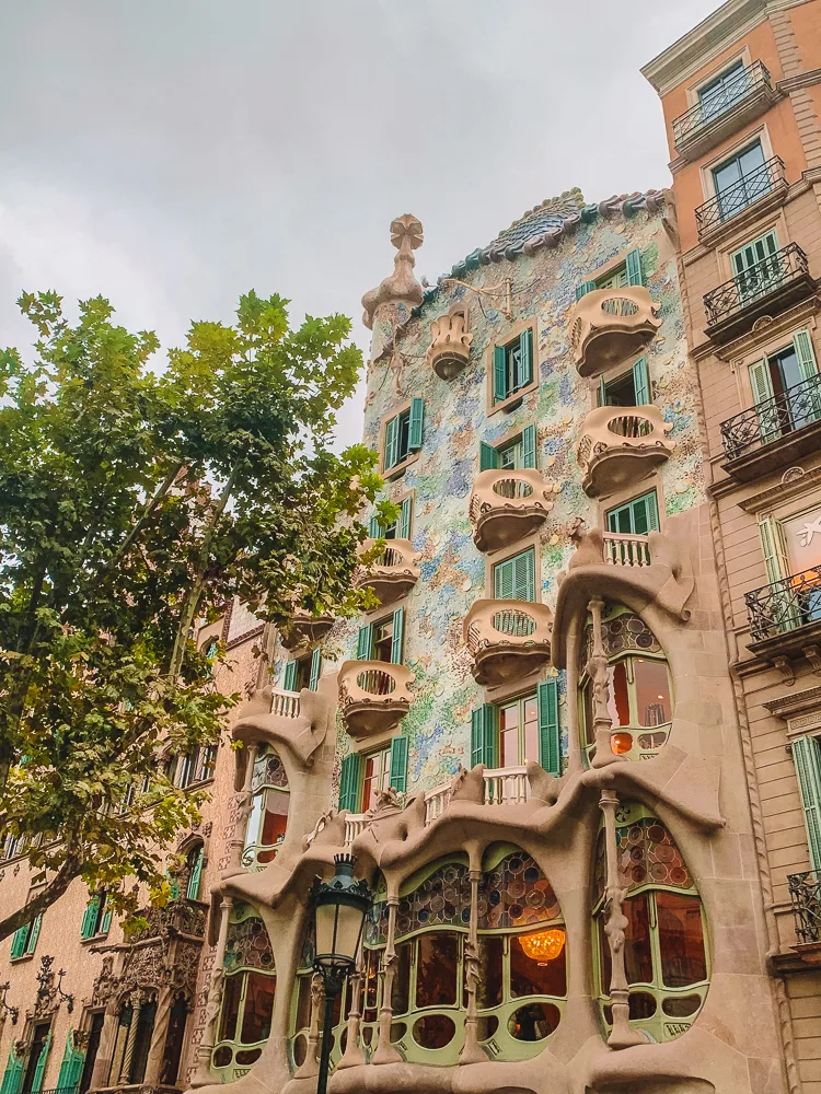 The famous facade of Casa Battló in Barcelona, Spain