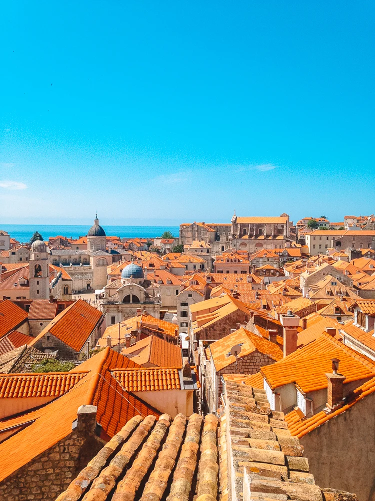 View over the iconic red roofs of Dubrovnik