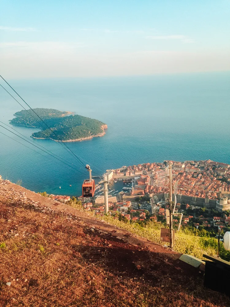 Taking the cable car above Dubrovnik at sunset