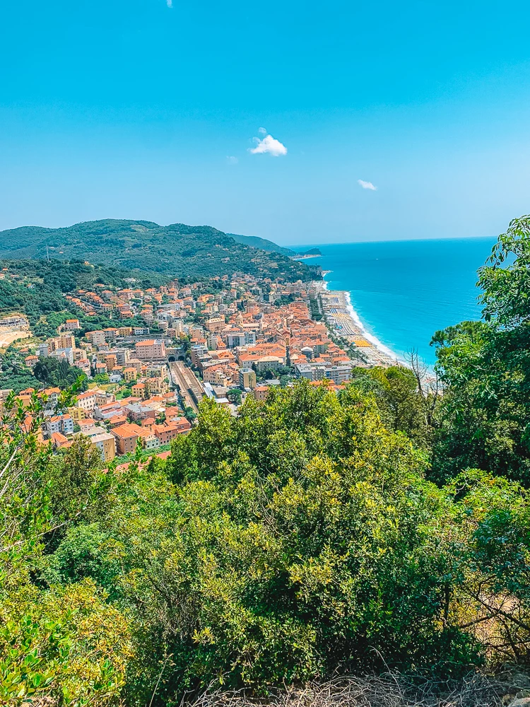 Enjoying the view over Finale Ligure in Italy
