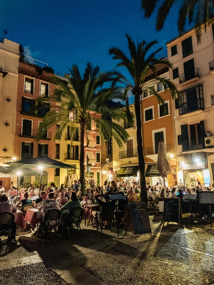 The lively nightlife of Palma de Mallorca in summer