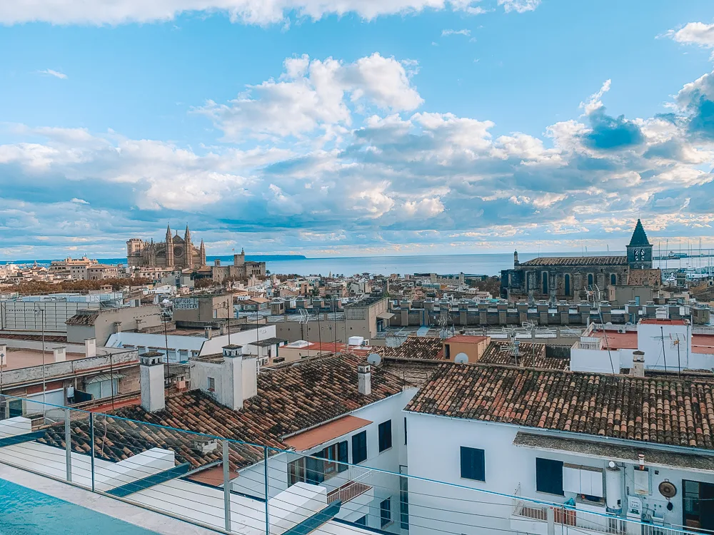 View over the rooftops of Palma de Mallorca from Nakar Hotel