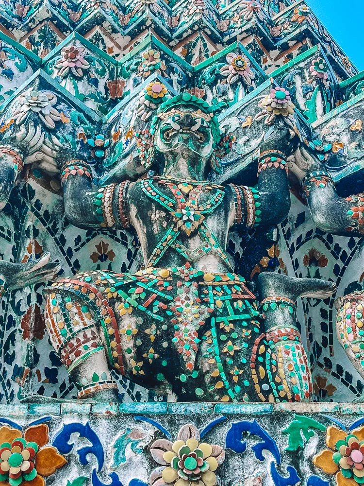 Details and decorations in Wat Arun in Bangkok, Thailand