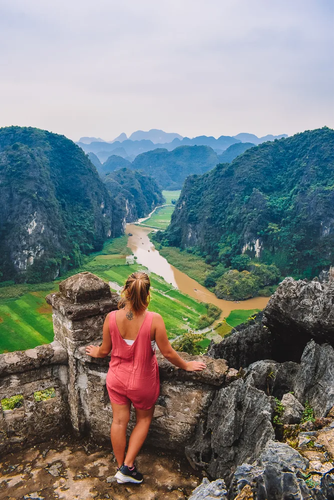 Enjoying the view over Ninh Binh from Mia Cave viewpoint in Vietnam