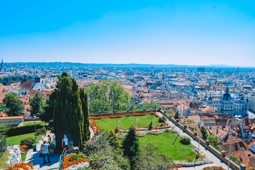 The view over Graz from Schlossberg Hill