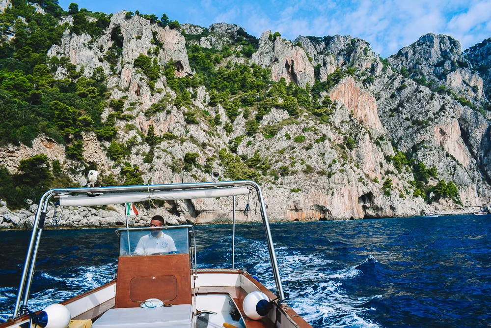 Cruising along the iconic coastline of Capri in Italy