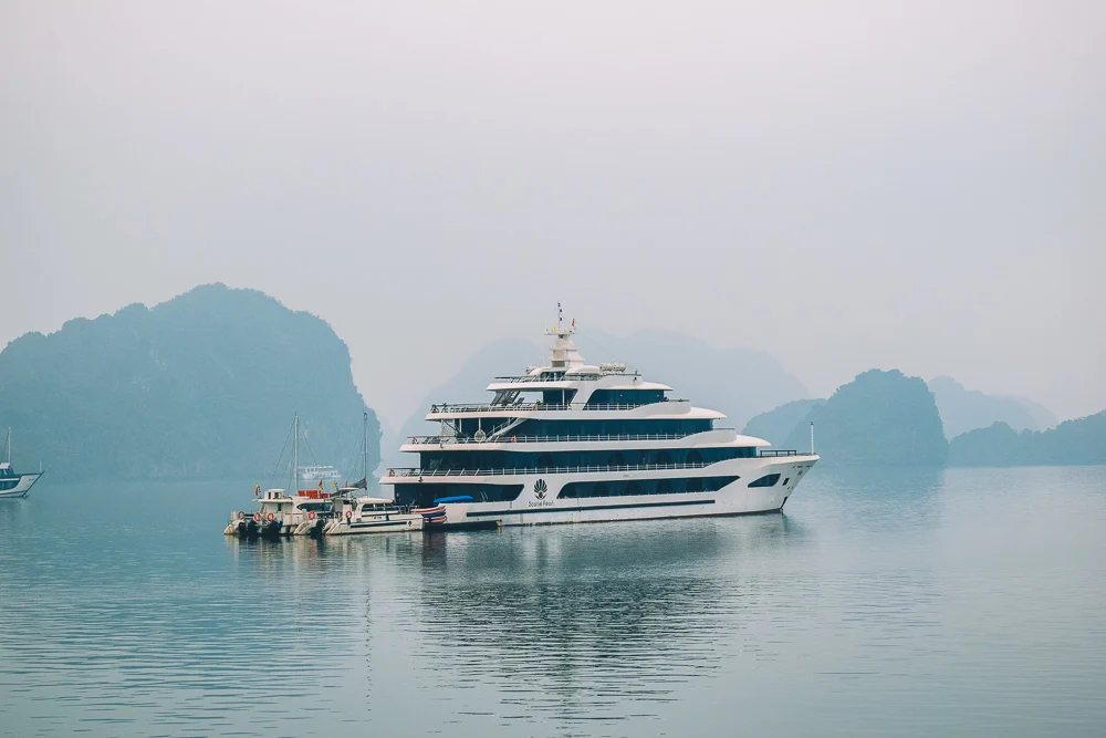One of the yachts that do luxury cruises in Ha Long Bay, Vietnam