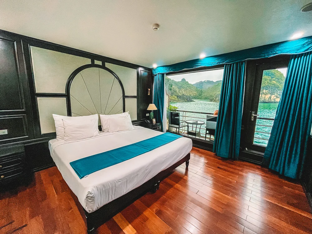 Our private cabin on our Aspira Cruise to Halong Bay, Vietnam