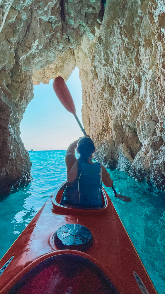 Kayaking through Keri Caves in Zakynthos, Greece