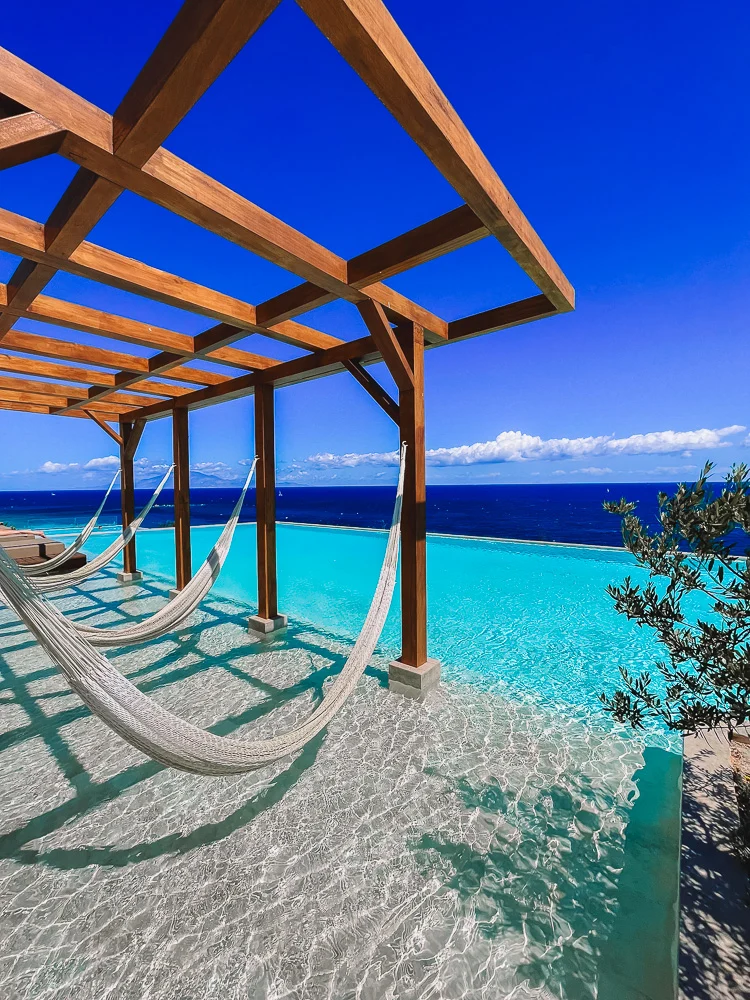The beautiful pool and sea view at Lesante Cape Resort & Villas in Zante, Greece