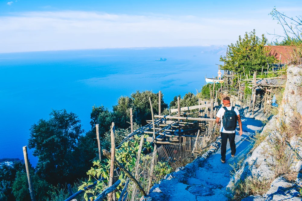 My boyfriend hiking along the Path of the Gods in the Amalfi Coast, Italy