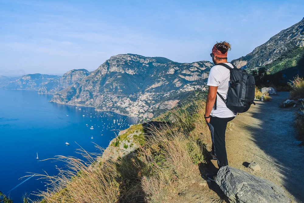 My boyfriend hiking along the Path of the Gods in the Amalfi Coast, Italy - one of our favourite things to do in 5 days in Amalfi Coast
