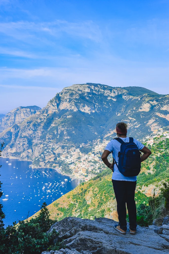 My boyfriend enjoying the views while hiking the Path of the Gods in Amalfi Coast, Italy