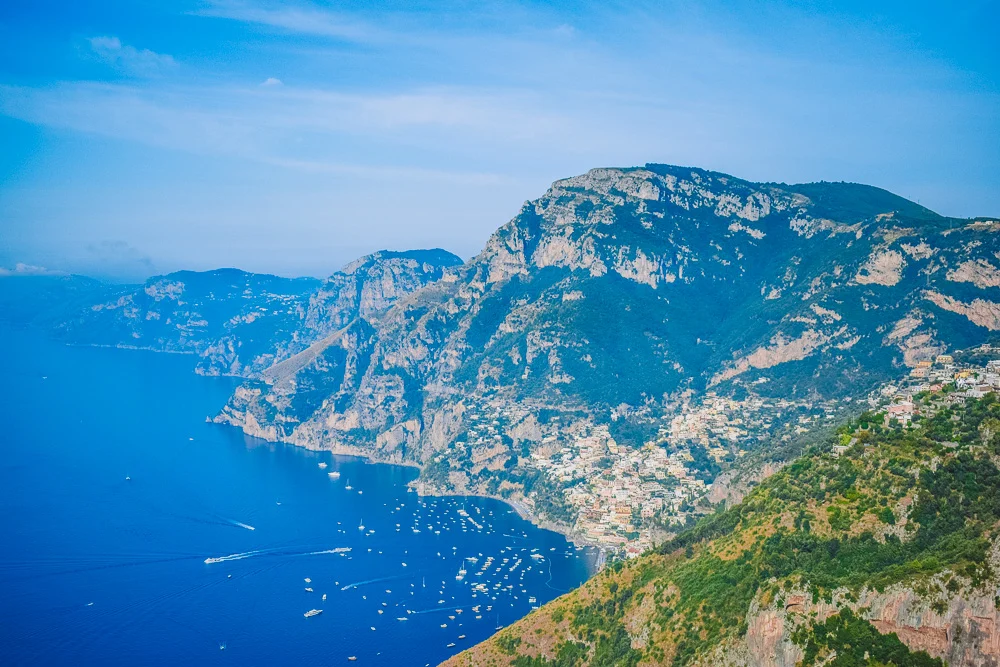 View of Positano from the Path of the Gods trail