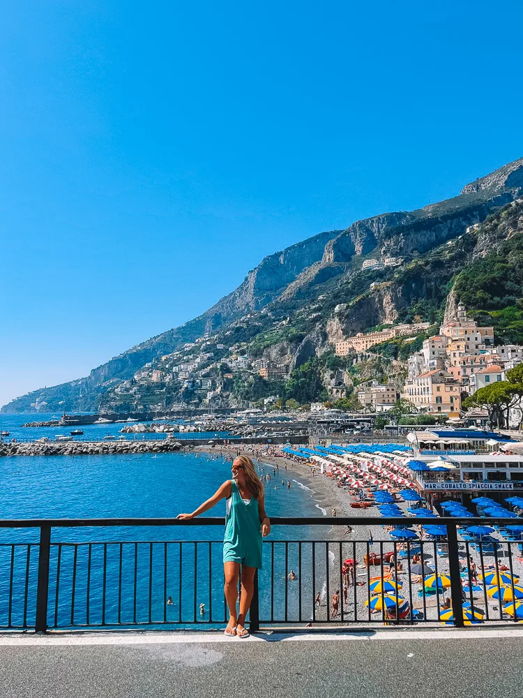 Enjoying the beach, sunshine and views in Amalfi, Italy