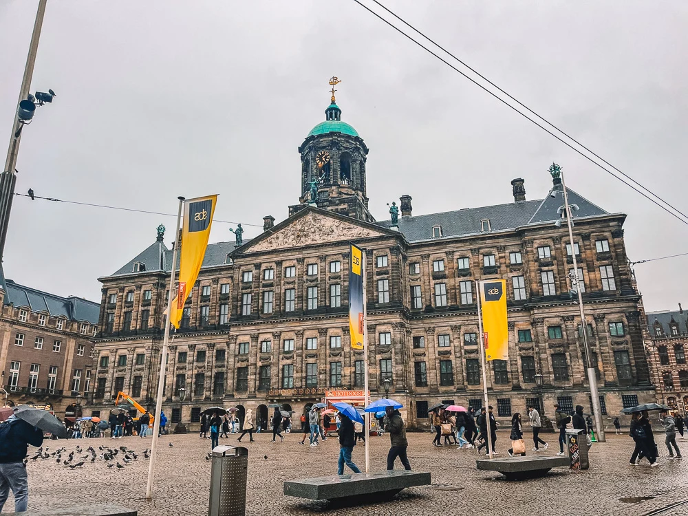 The outside of the Royal Palace in Amsterdam