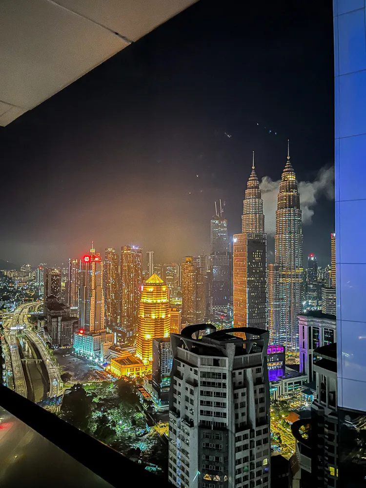 Night view over Kuala Lumpur from a rooftop bar