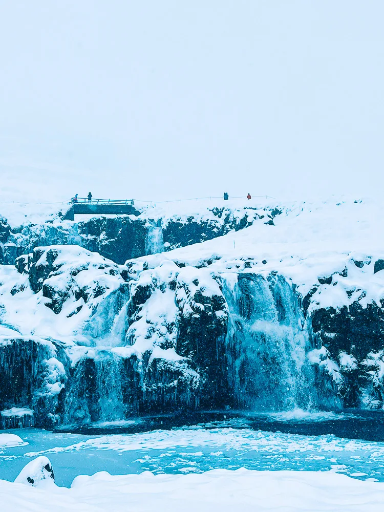 Kirkjufellsfoss in the Snaefellsnes Peninsula in winter