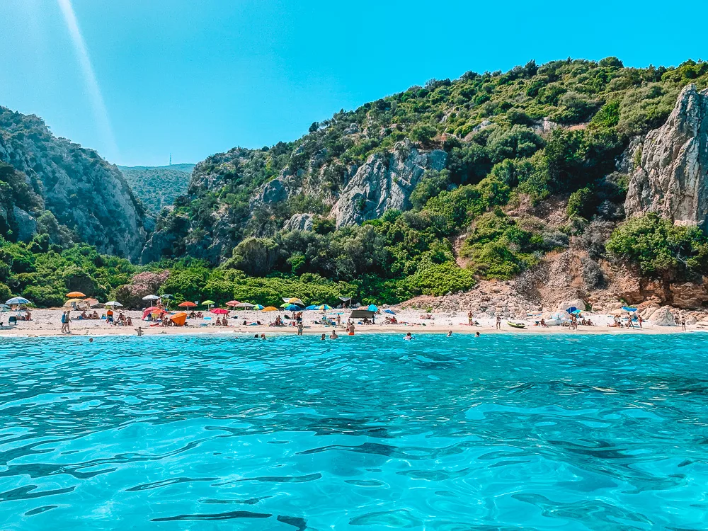 Beautiful beaches of Cala Sisine in the Golfo di Orosei, Italy