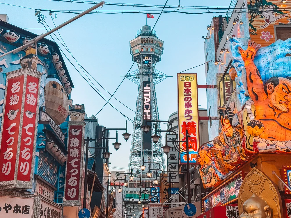 Shinsekai, Osaka, Japan – A lively district filled with neon lights, street food, and the famous Tsutenkaku Tower.