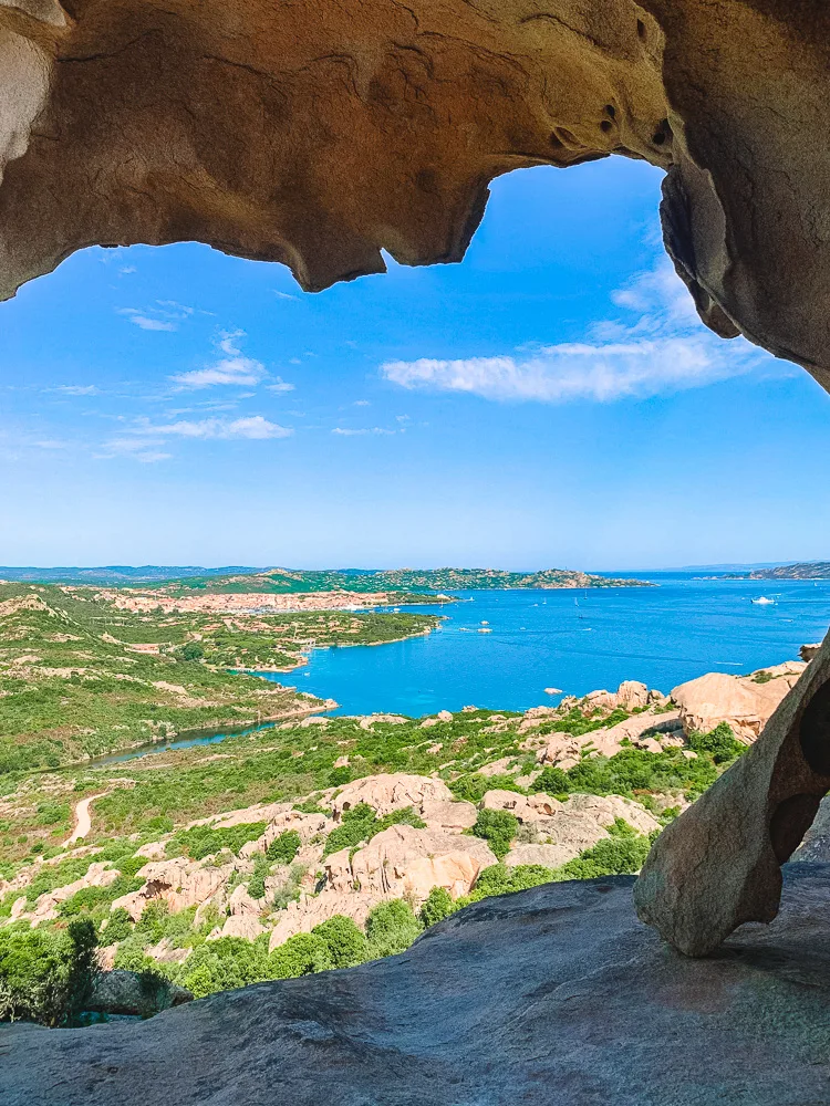 The view from inside the belly of Capo d Orso Rock Bear in Palau Italy
