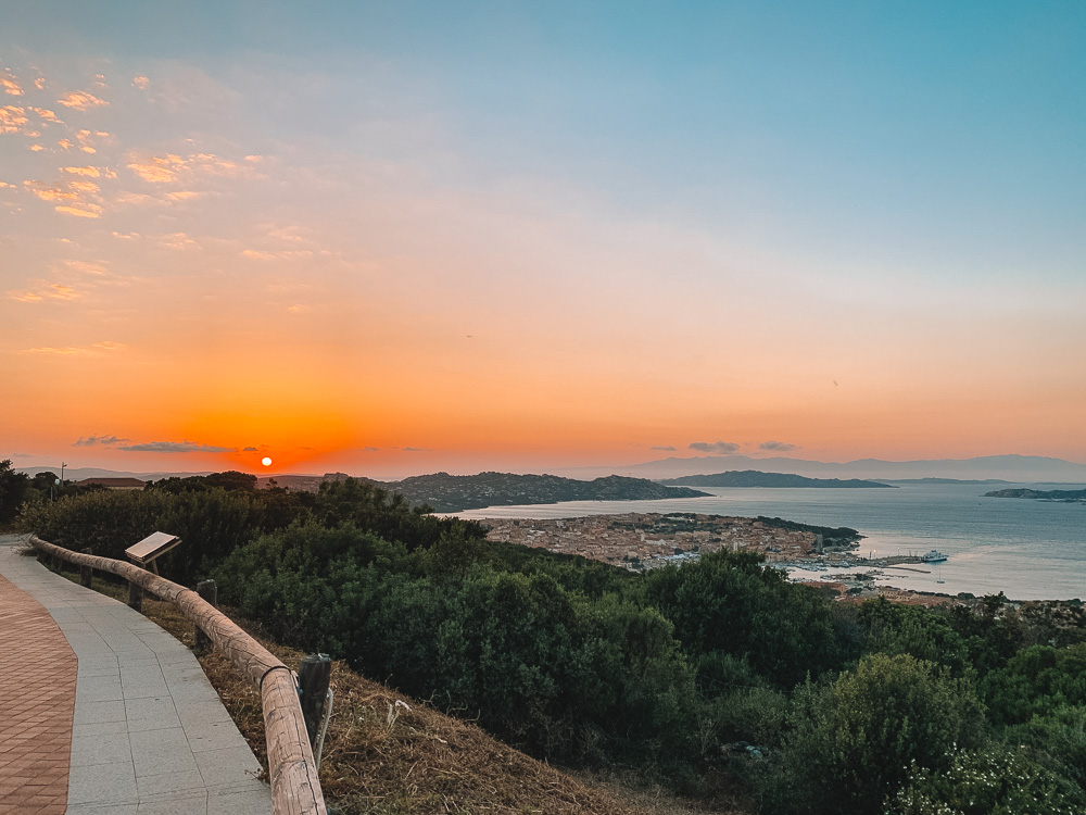 Sunset over Palau from the Belvedere in Sardinia, Italy