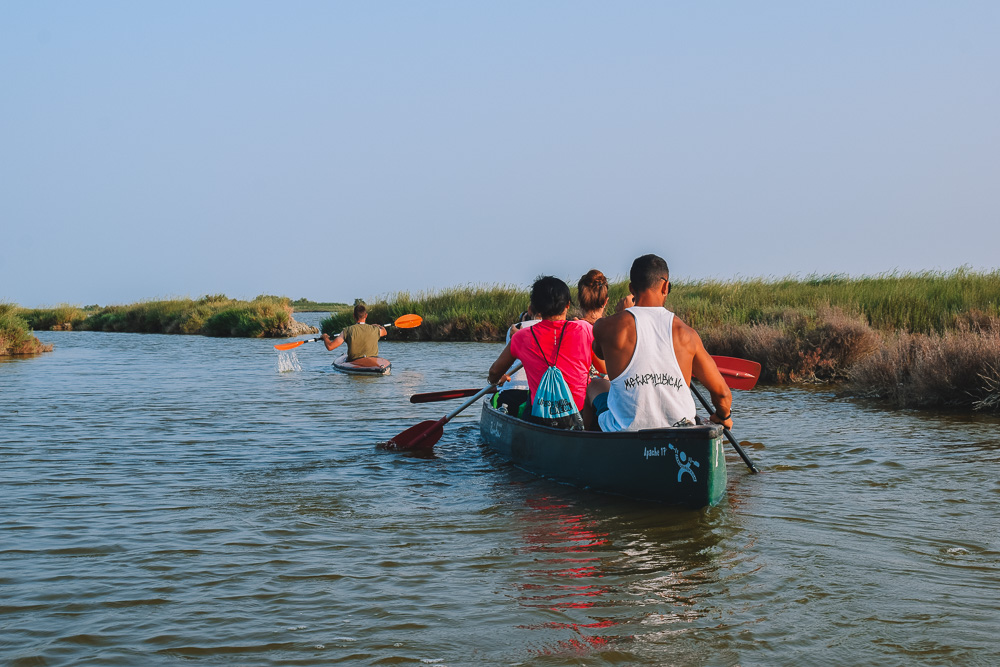 Canoe sunset tour in the Valli di Comacchio, Italy