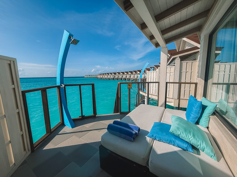 The private deck of our Water Villa at OBLU XPERIENCE Ailafushi