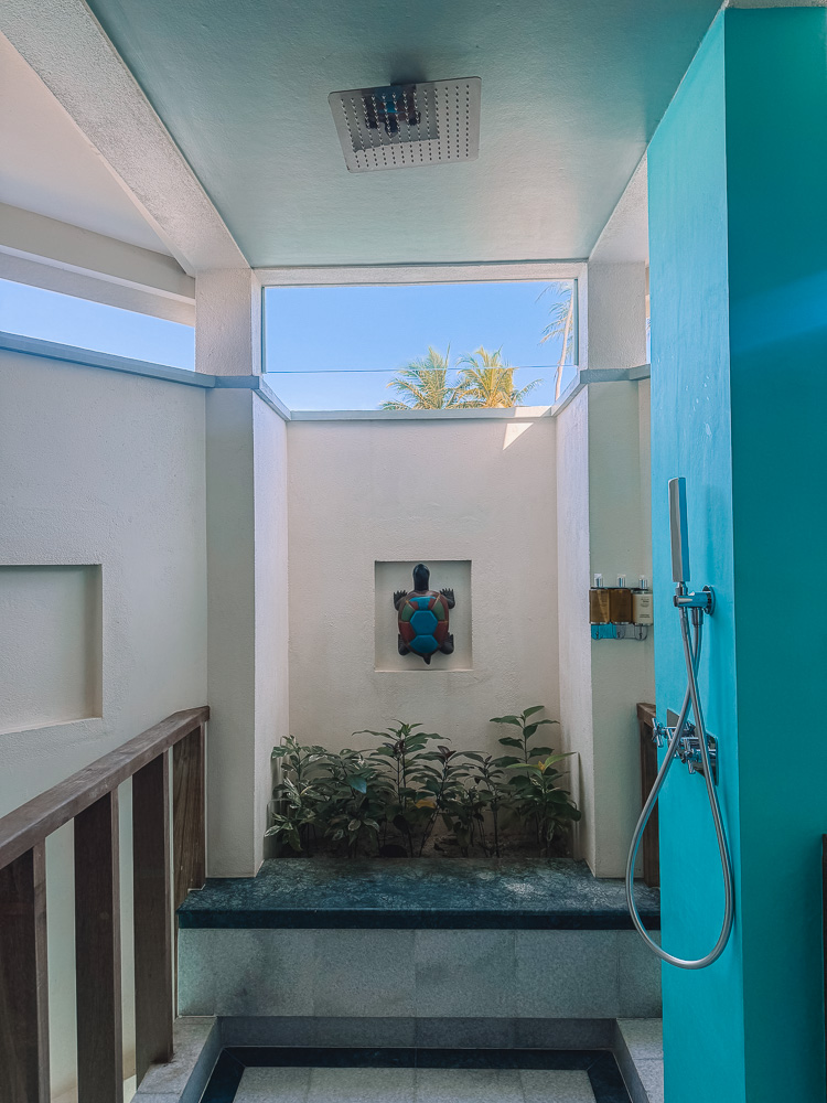Our amazing outdoors bathroom in the Water Villa at OBLU XPERIENCE Ailafushi