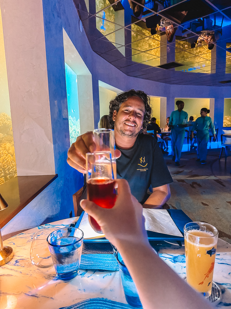 Cheers to an amazing dinner at Only BLU at OBLU XPERIENCE Ailafushi
